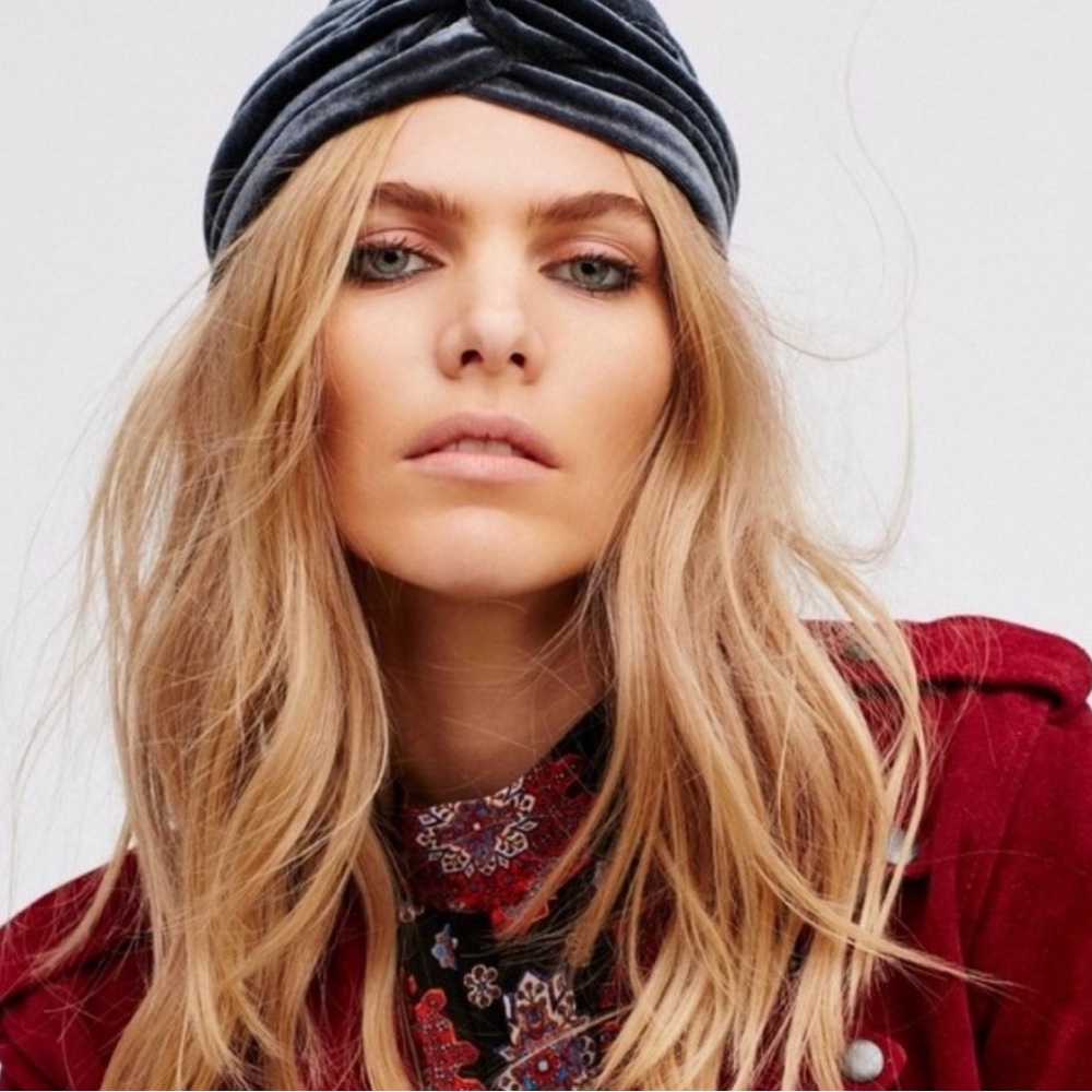 Free People All Access Gunmetal Velvet Turban Wrap